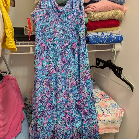 Lilly Pulitzer Blue and Pink Floral Dress Size 2 - Picture 3 of 3
